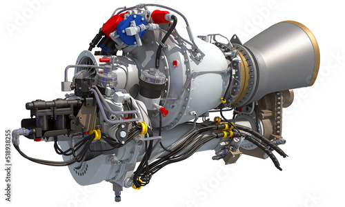 Turboshaft Helicopter Aircraft Engine 3D rendering