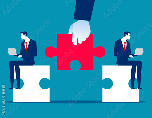 Business counsellor offering a solution. Business assistance vector illustration