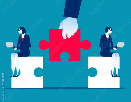 Business counsellor offering a solution. Business assistance vector illustration