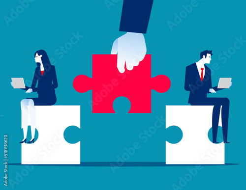 Business counsellor offering a solution. Business assistance vector illustration