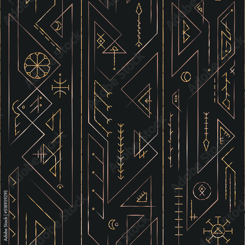 Metal tribal seamless pattern