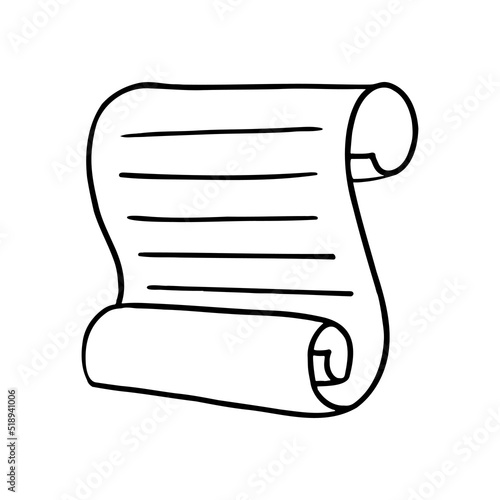 Letter on paper isolated on white background. Vector hand drawn illustration in doodle style.