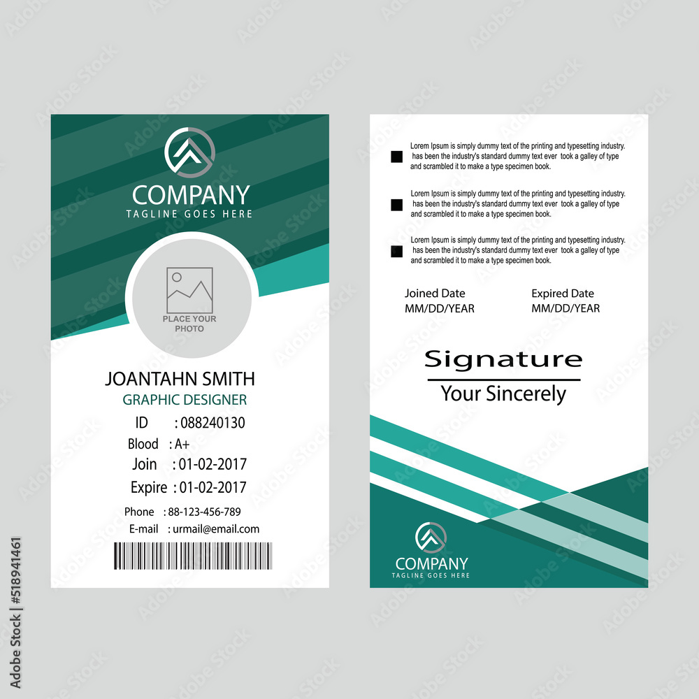 Business Id Card Creative Id Card Professional Employee Id Card Flat