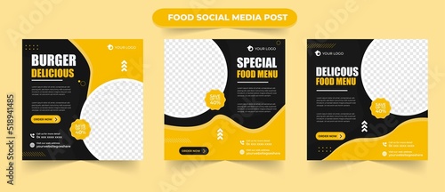 Food menu for restaurant needs banner template social media post with editable photo