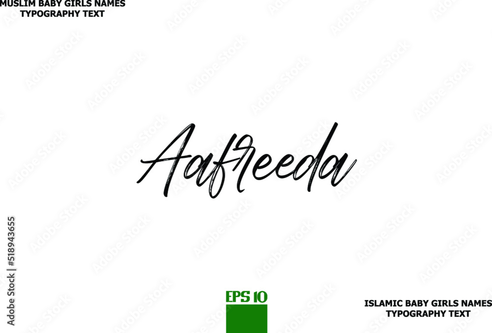 Fototapeta premium Islamic Female Name Aafreeda Brush Calligraphy Text