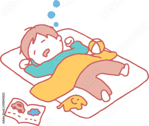 昼寝をする男の子のイラスト