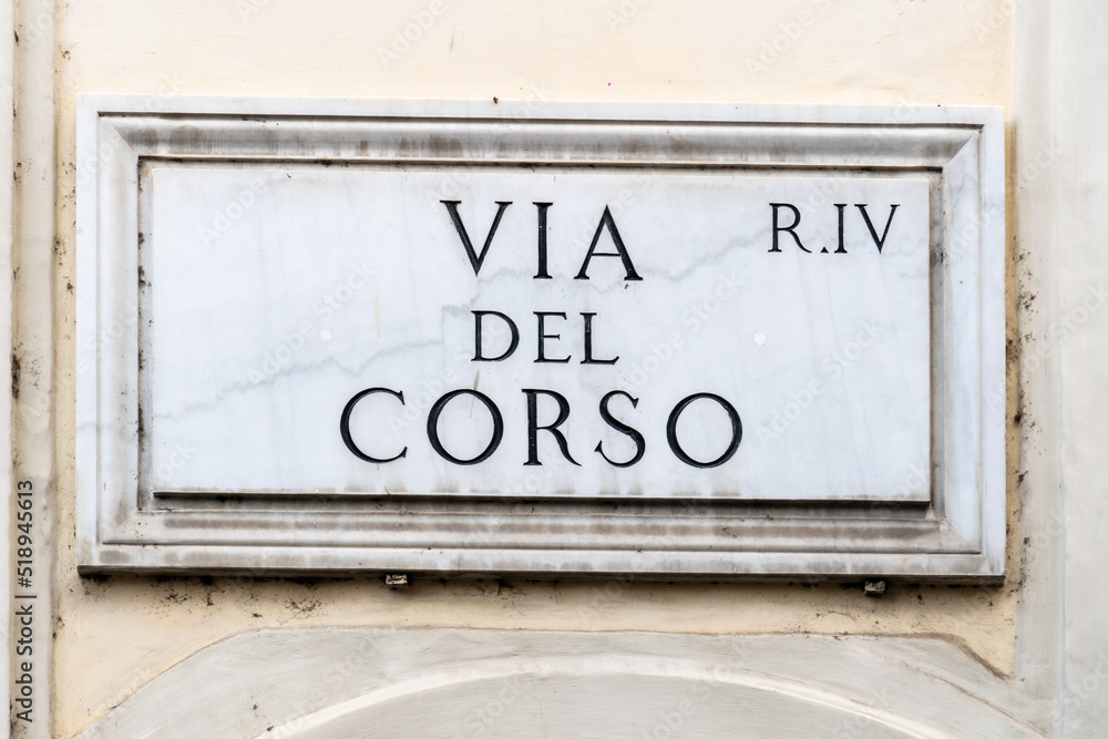 Street sign in Rome, Italy: Street sign in Rome, Italy: