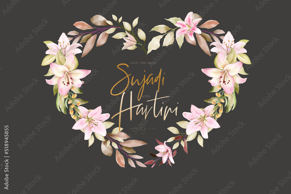 hand drawn lily floral wreath design