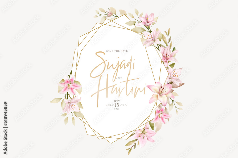 hand drawn lily floral wreath design