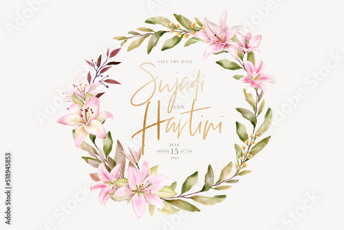 hand drawn lily floral wreath design