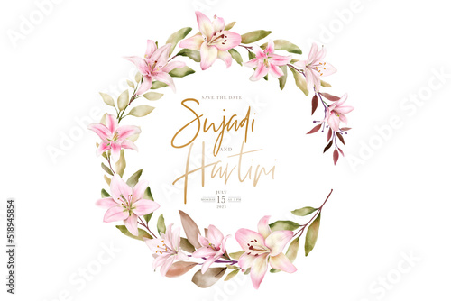 hand drawn lily floral wreath design