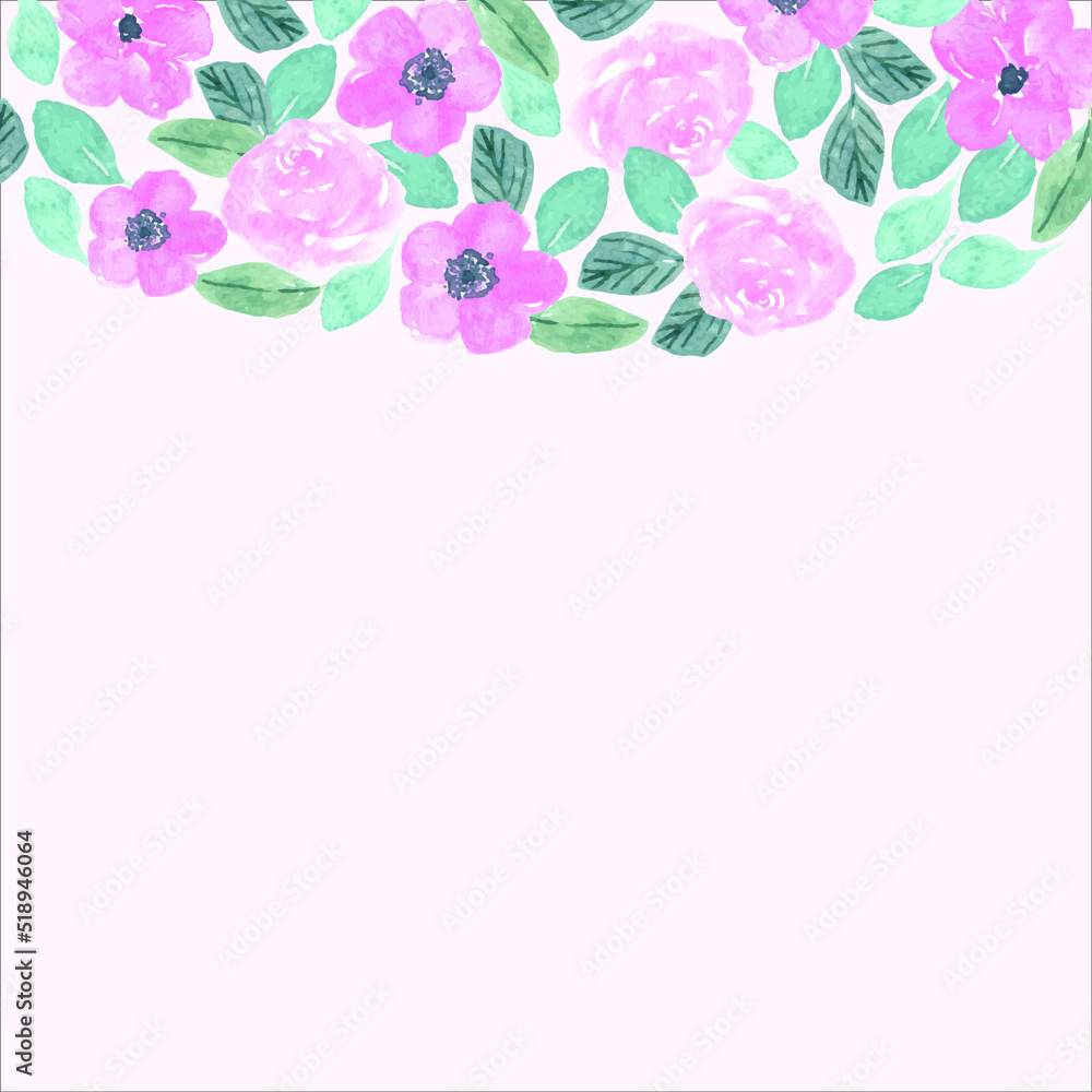 mini note top border floral watercolor