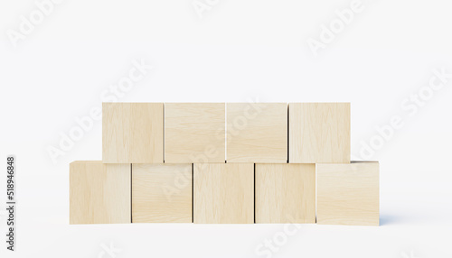 Wooden cubes on white background