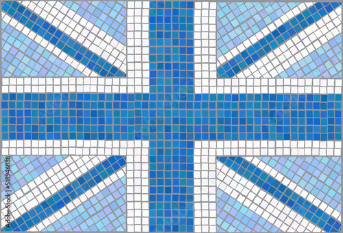 Blue Union Jack. Vintage mosaic style. EPS10 vector format.