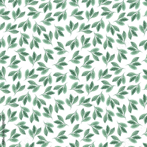 green leaf watercolor seamless pattern