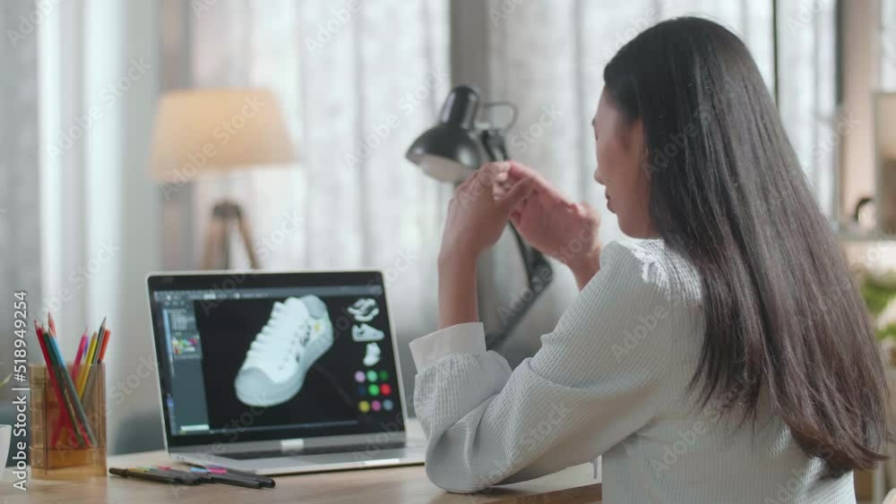 Asian Female Footwear Designer Having A Headache While Designing Shoe On A Laptop At Home. Shoe Production Procedure Concept
Asian Female Footwear Designer Having A Headache While Designing Shoe On A Laptop At Home. Shoe Production Procedure Concept