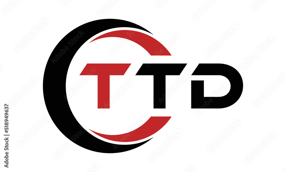TTD three letter swoosh logo design vector template | monogram logo ...