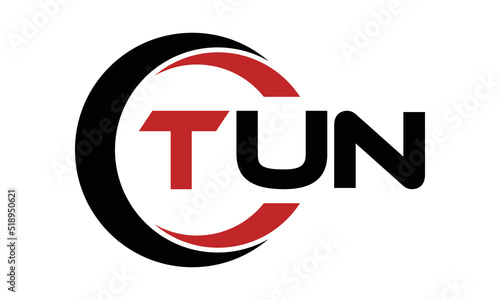 Tableau sur toile TUN three letter swoosh logo design vector template | monogram logo | abstract l