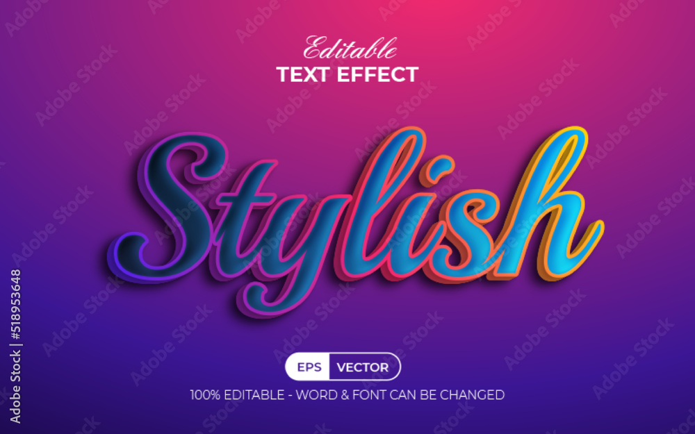 Stylish text effect colorful style. Editable text effect.
