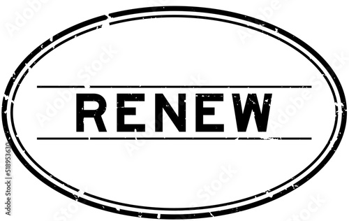 Grunge black renew word rubber seal stamp on white background
