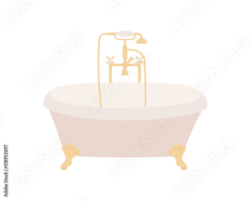 Bath with shower in cute style. Vector hand-drawn illustration