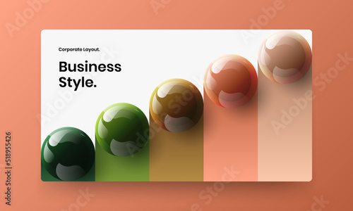 Modern 3D balls catalog cover layout. Unique banner vector design template.