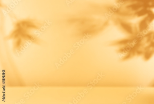 Autumn blurred background with shadow of the maple tree leaves on a wall. Abstract Autumnal scene.