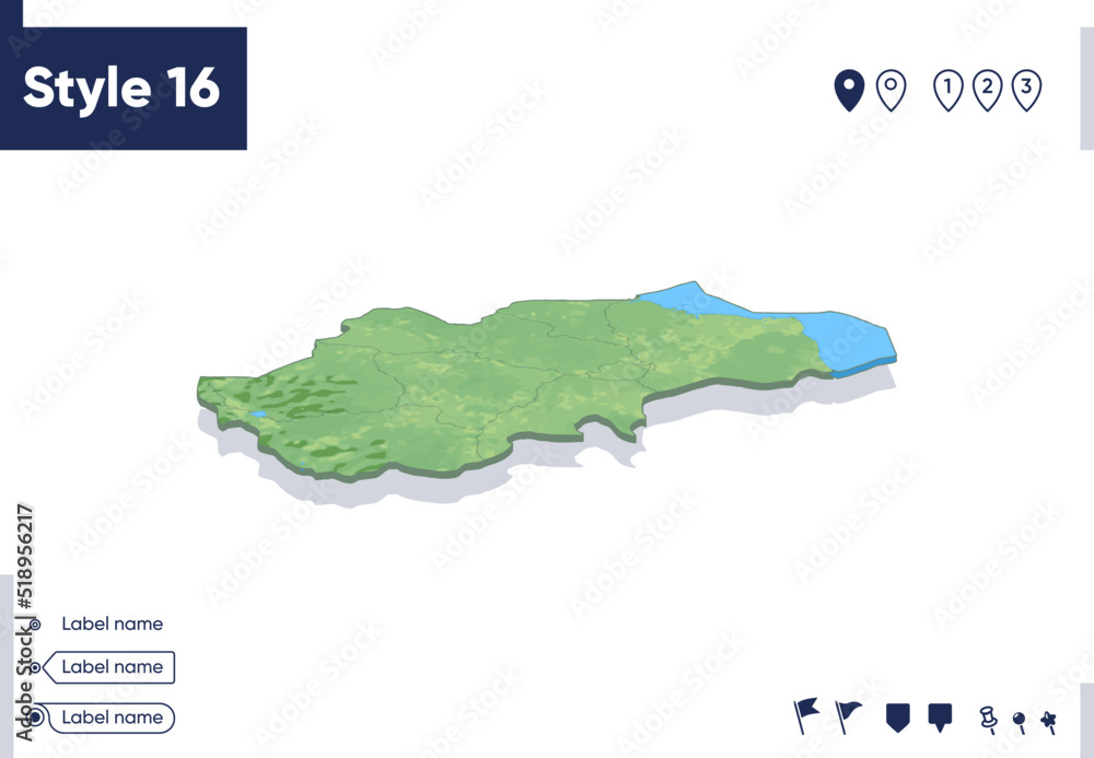 Jambi, Indonesia - map with shaded relief, land cover, rivers, mountains. Biome map with shadow. Jambi, Indonesia - map with shaded relief, land cover, rivers, mountains. Biome map with shadow.
