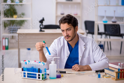 Young male chemist working at the lab