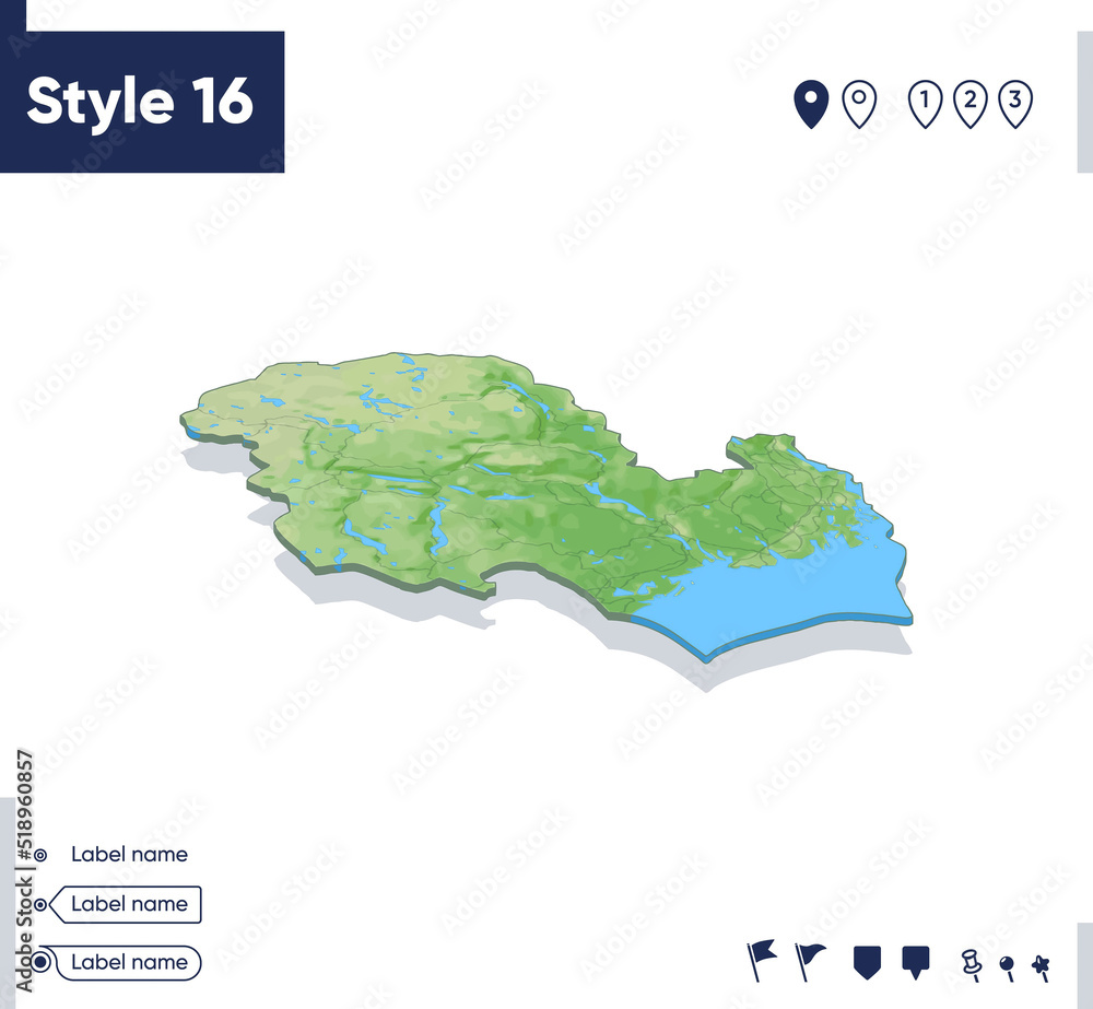 Vestfold Og Telemark, Norway - map with shaded relief, land cover ...