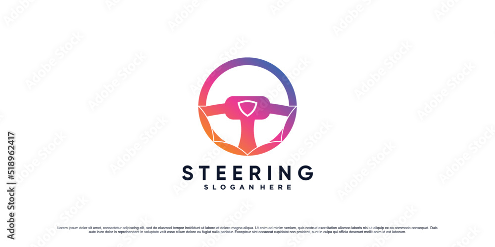 Car steering wheel logo design inspiration with gradient style color Premium Vector Car steering wheel logo design inspiration with gradient style color Premium Vector