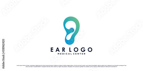 Ear care logo design template with creative element Premium Vector