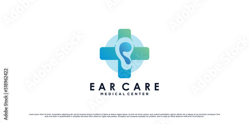 Ear care logo design template with creative element Premium Vector