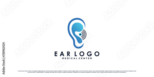 Ear care logo design template with creative element Premium Vector