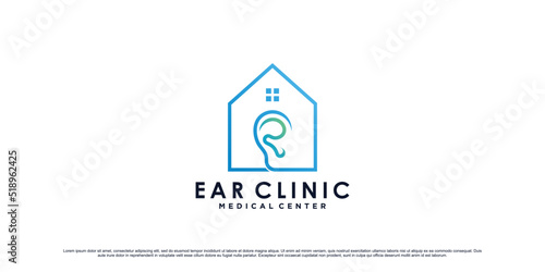 Ear logo design for medical clinic with home concept Premium Vector