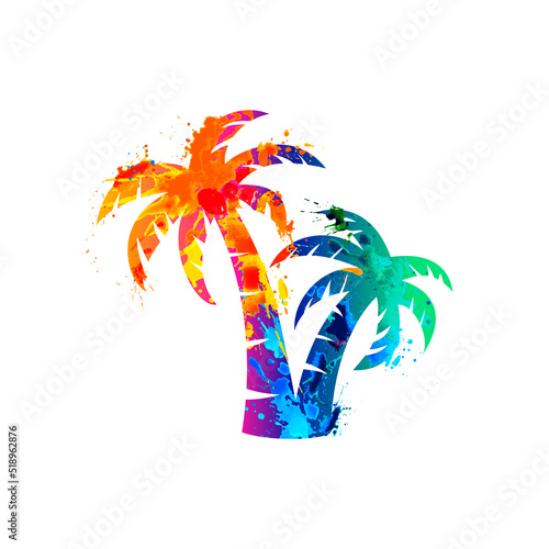 Palm tree vector icon of splash paint