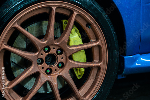 Quadro em tela car shiny hydrophobic coating, close up waterdrops on the automobile
