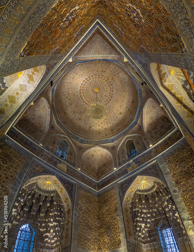 Interior of Gur Emir Mausoleum in Samarkand, Uzbekistan, tomb of Amir Timur or Tamerlan. photo