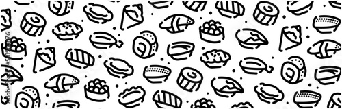 Sushi icon pattern background wide banner