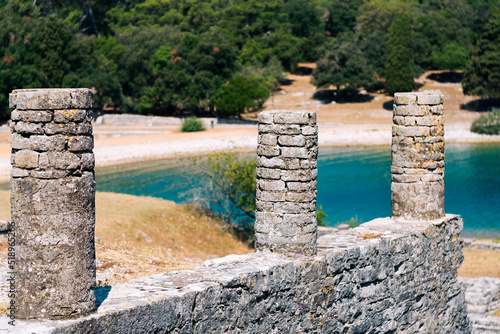 Roman ruins along Verige Bay on the western coast of Brion, Brioni, Brijuni island in Istria, Croatia photo