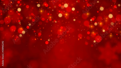Red abstract bokeh and stars holiday background