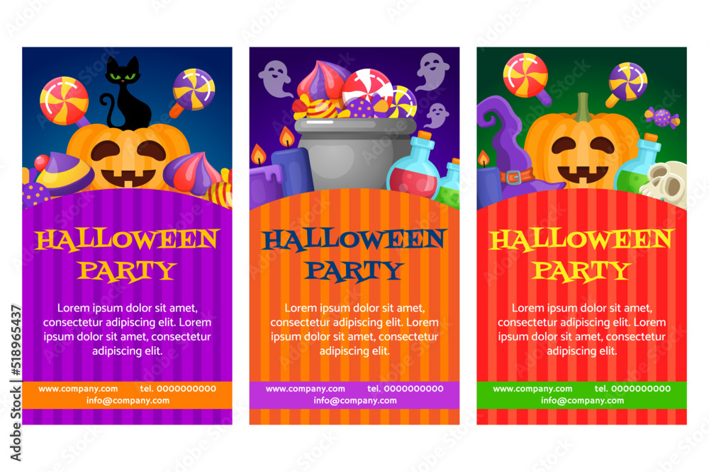 Fototapeta premium Set of Halloween banners design. Vector illustration