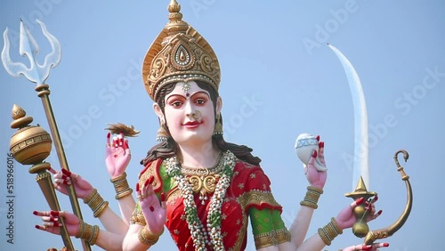 Hindu Goddess Maa Durga Puja, Durga Puja festival celebration, ritual, Happy Navratri, Indian Religion Festival, with Goddess . photo