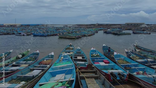 Fishing boats, vizhinjam fishing Harbor, Thiruvananthapuram, Kerala, seascape view