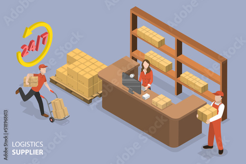 3D Isometric Flat Vector Conceptual Illustration of Logistics Supplier, Delivery Service