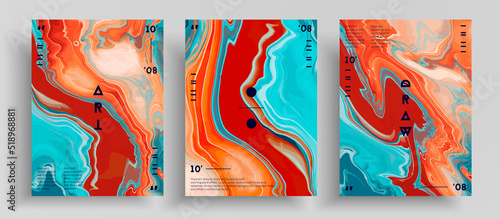 Abstract vector banner, texture pack of fluid art covers. Beautiful background that applicable for design cover, poster, brochure and etc. Colorful universal trendy painting backdrop.