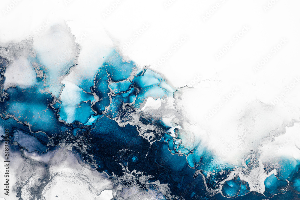 Marble ink abstract art from exquisite original painting for abstract background . Painting was painted on high quality paper texture to create smooth marble background pattern of ombre alcohol ink . - obrazy, fototapety, plakaty 