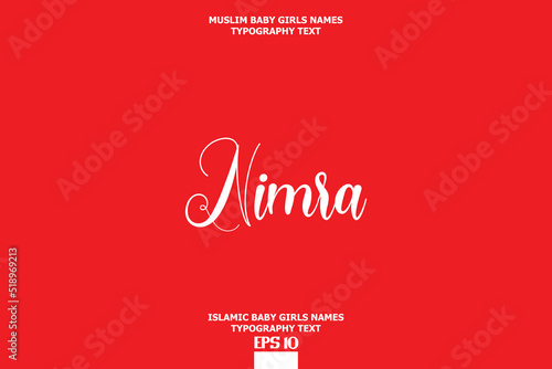 Arabic Girl Name Nimra Alphabetical Text Design