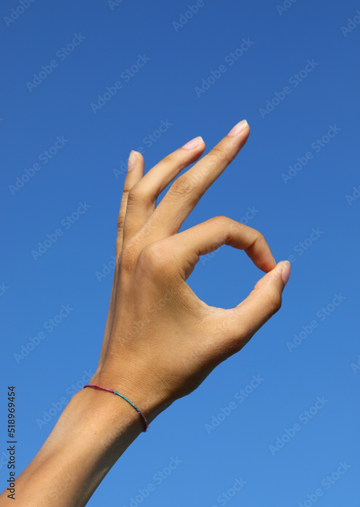 hand making OM yoga symbol with forefinger and thumb finger touching and seeming to say OK alright hand making OM yoga symbol with forefinger and thumb finger touching and seeming to say OK alright