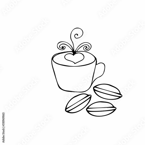 a cup of coffee and a macaroon cake